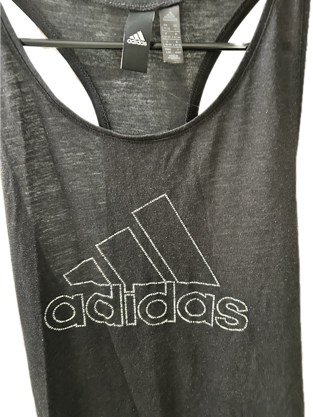 adidas Black Racerback Tank with Crystal-Style Logo